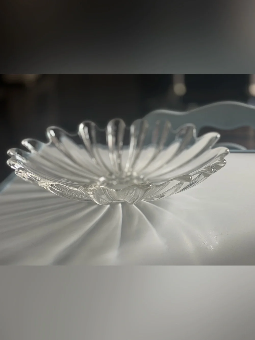 Clear Glass Flower Dish